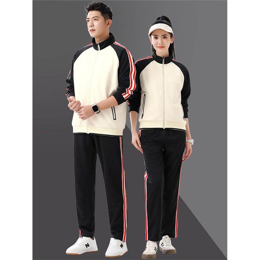 皮尔卡丹男春秋季运动套装韩版男女休闲运动服春秋跑步服情侣两件