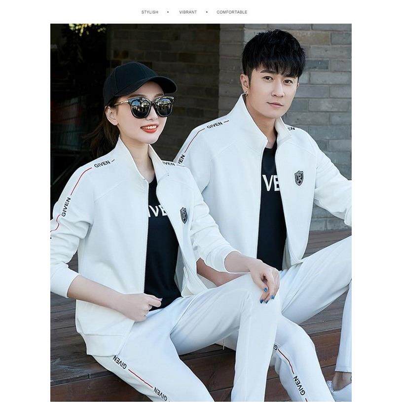 皮尔卡丹男女款春秋季情侣穿运动套装立领夹克休闲运动跑步运动衫