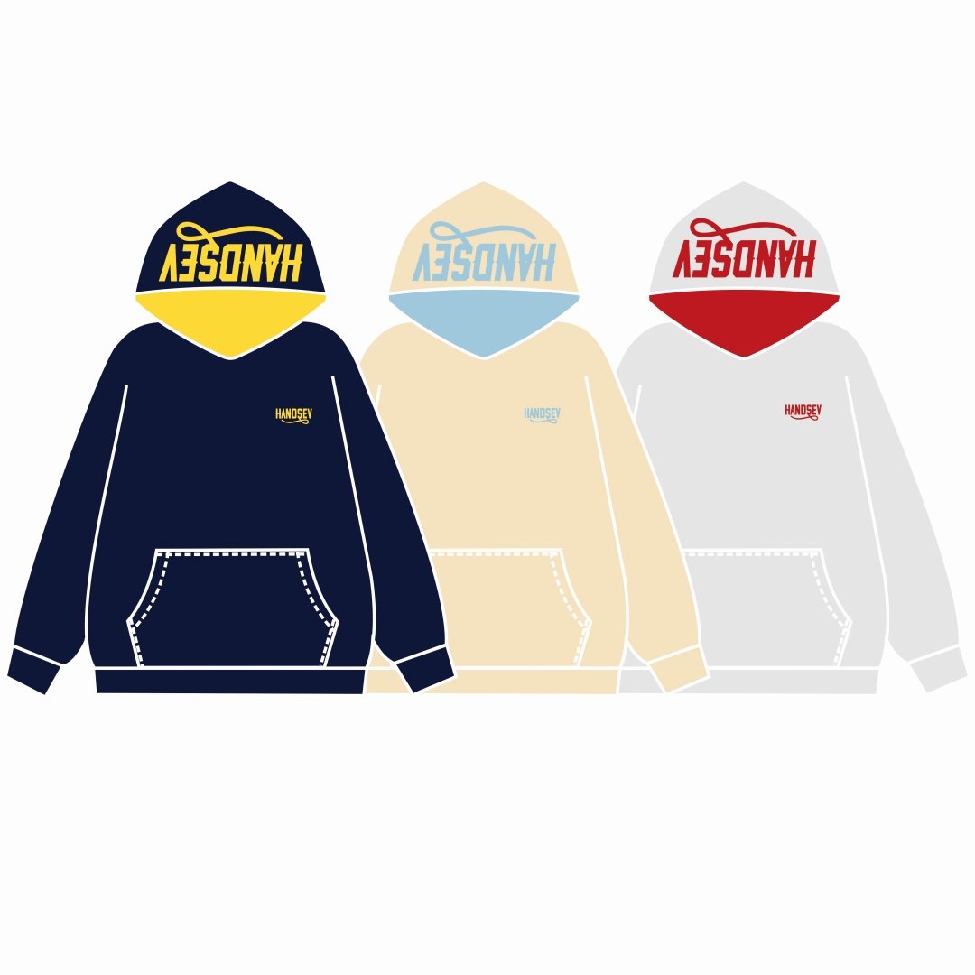 HandSeven美式复古字母刺绣情侣连帽卫衣秋冬休闲简约百搭上衣