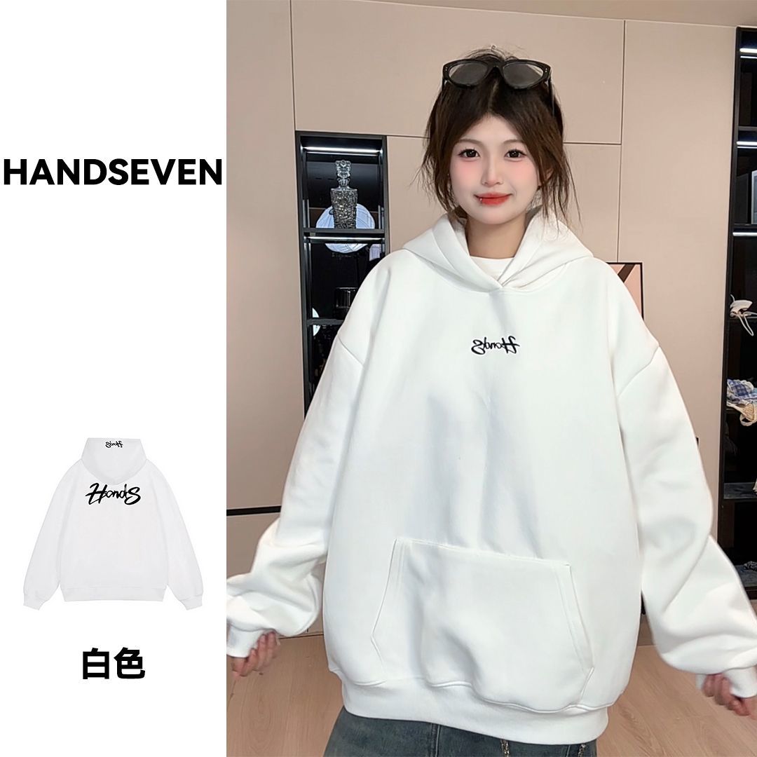 HandSeven秋冬款美式oversize潮牌女士连帽卫衣2025新款爆款外套