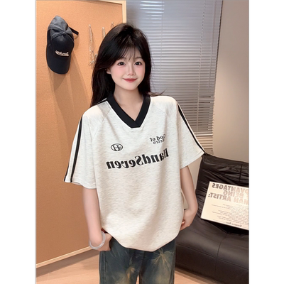 HandSeven2026春夏季新款重磅T恤短袖V领松弛感显瘦潮牌ins风百搭