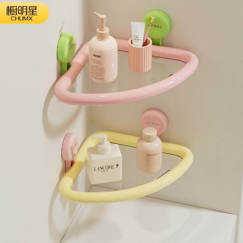 卫生间置物架三角免打孔壁挂式浴室墙上架子厕所洗漱台吸盘收纳架,家庭/个人清洁工具,浴室角架/置物架,淘宝优惠券,粉丝福利购,淘宝优惠卷