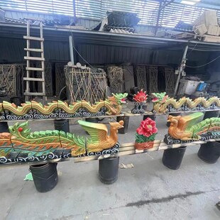 彷古古建筑配件陶瓷龙跑兽二龙戏珠绿瓦龙琉L璃瓦龙双龙戏珠屋顶