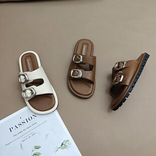 高级感凉拖鞋女外穿2025年夏季流行爆款凉鞋时尚百搭X皮带扣一字