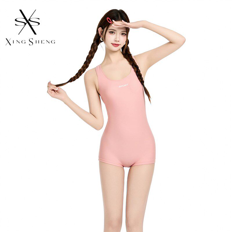 泳衣女士竞速专业游泳馆专用2025新款微胖女孩遮肉连体平角裤泳装