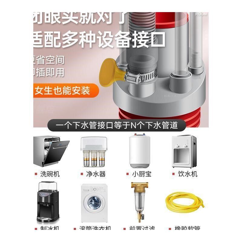 厨房下水道防臭密封塞洗衣机管三头通洗脸池卫生间50管防臭分水器