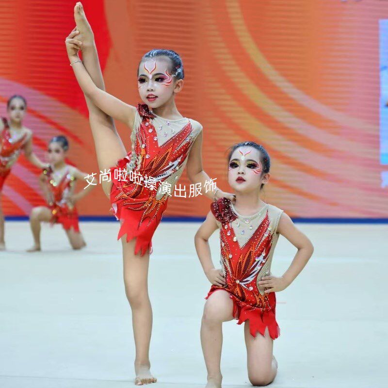 儿童艺术体操服装女竞技艺术比赛服专业啦啦队比赛服健美操比赛服