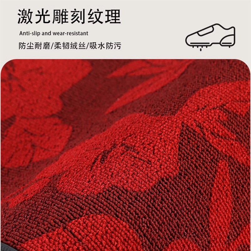 入户门地垫红色高级感别墅大门口玄关进门蹭脚垫耐脏防滑免洗地毯