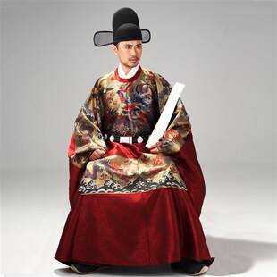 明制圆领袍二品飞鱼纹赐服官服满地金中式 婚礼主持人男定制寅鳞生