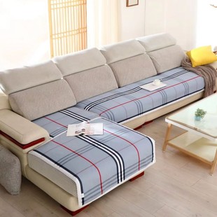 老粗布沙发垫简约加厚纯棉布艺沙发巾厚实耐用全棉沙发巾一套3件