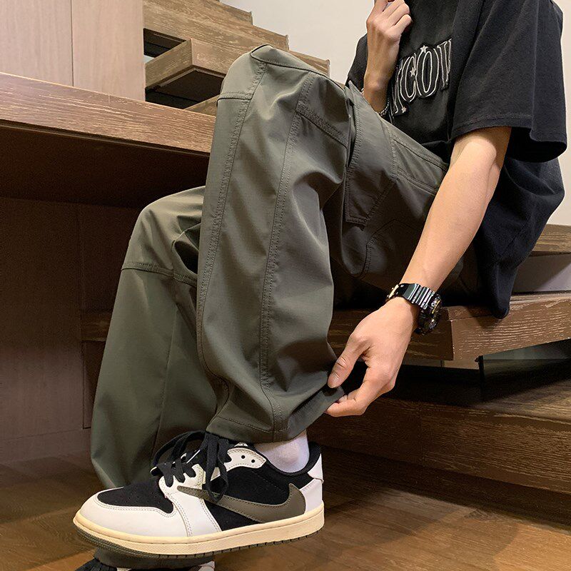 185高个子加长版工装裤男生春夏季薄款青少年宽松直筒休闲冲锋裤