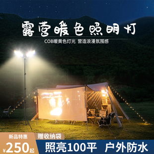 户外照明灯暖光野外露营灯营地灯led野营灯黄光220V车载12V帐篷灯
