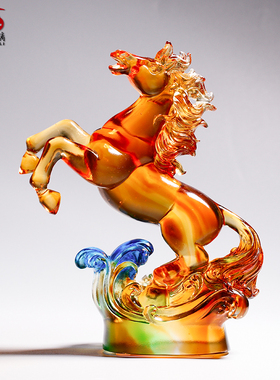 琉璃马摆件招财马到成功员工典奖牌工艺品开业礼品家居Z客厅装饰