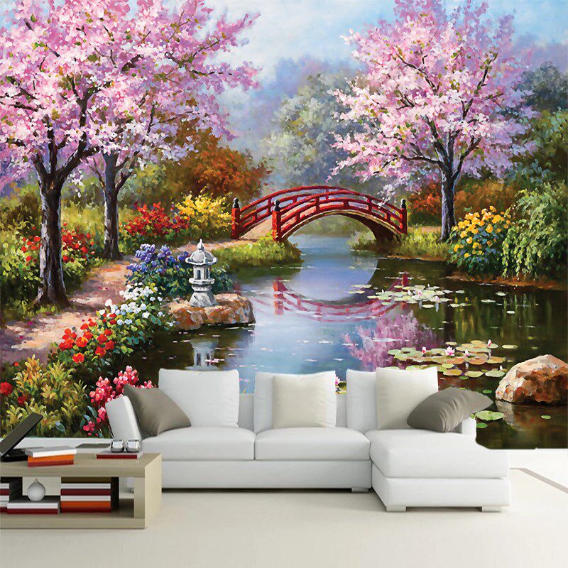 大自然风景客厅背景n墙贴画自粘壁纸贴纸墙纸电视风景画卧室墙贴