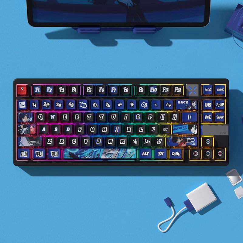 女神异闻录结城理四面侧透透光键帽五面热升华OEM高度PBT卡通键帽