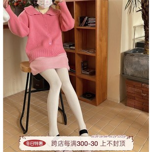 加绒纯色螺纹打底袜日系外穿简约显瘦百搭连裤 LET 冬季 SEE 袜