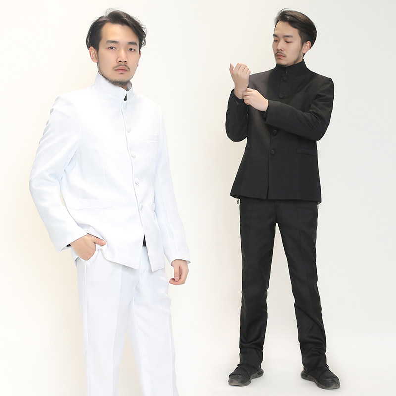 学生装新款黑色演出民国风红歌A合唱五四青年装毕业伴郎服中山装