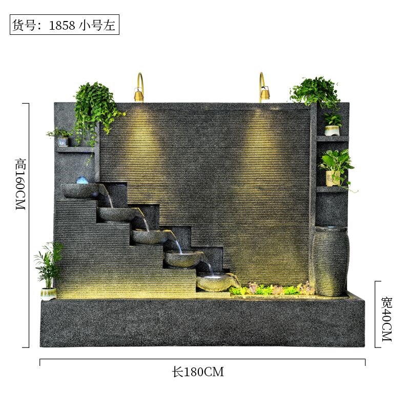 水幕墙流水屏风假山户外水景背景墙喷泉摆件室外庭院鱼池造景布置