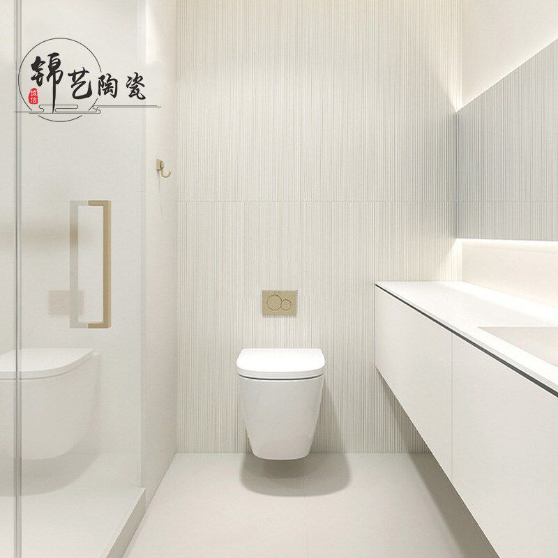 全瓷拉槽瓷砖600X1200卫生间淋浴房条纹墙砖浴室奶油白哑光地板砖