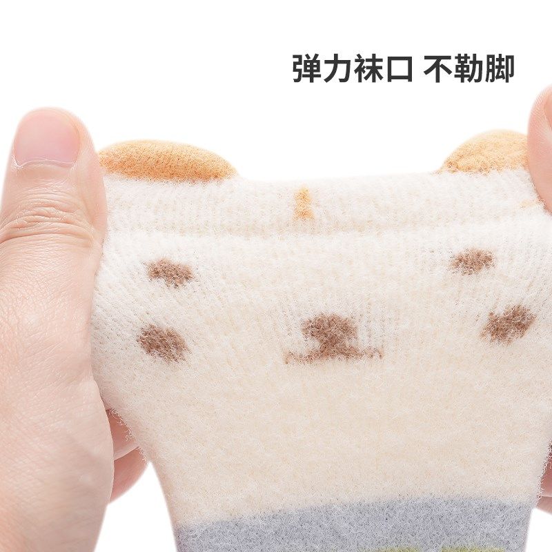 婴儿长筒袜秋冬款03月新生婴幼儿宝宝加绒加厚过膝袜不勒不掉跟