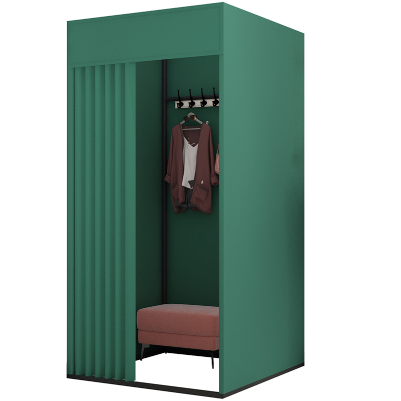 服装店可移动地摊试衣间门帘简易更衣室轨道活动换衣间落地展示架