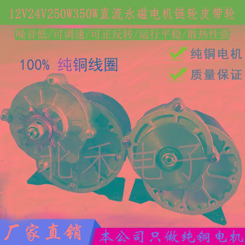12V24V250W350W直流减速电机 皮带轮链轮 玩具车 小推车DIY改造