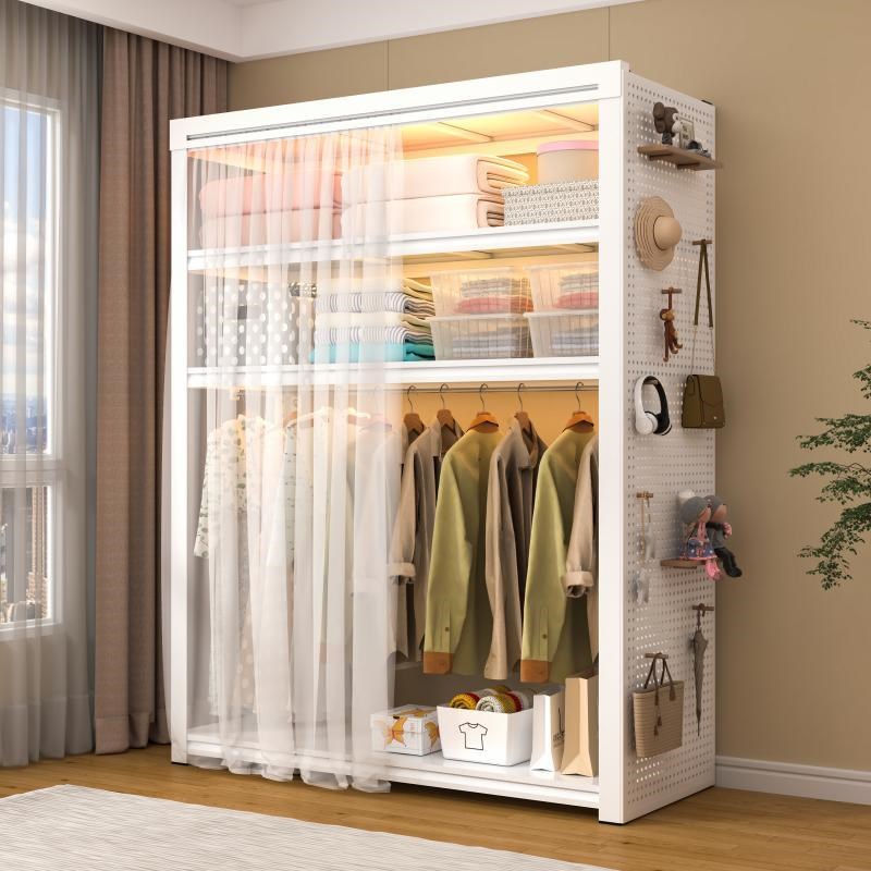 信京家用简易防尘衣柜衣帽间卧室洞洞板挂衣架多层仓储货架收纳架