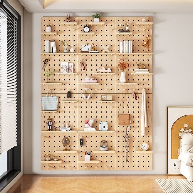 定制实木洞洞板挂板墙上装饰隔板置物架书桌背景墙展示架收纳挂架,收纳整理,收纳洞洞板,淘宝优惠券,粉丝福利购,淘宝优惠卷