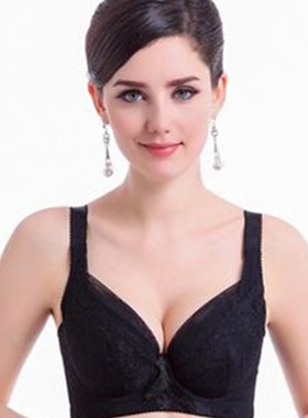 新夏超薄款蕾丝全罩杯大尺码内衣聚拢调整型大胸显小95B95C白色