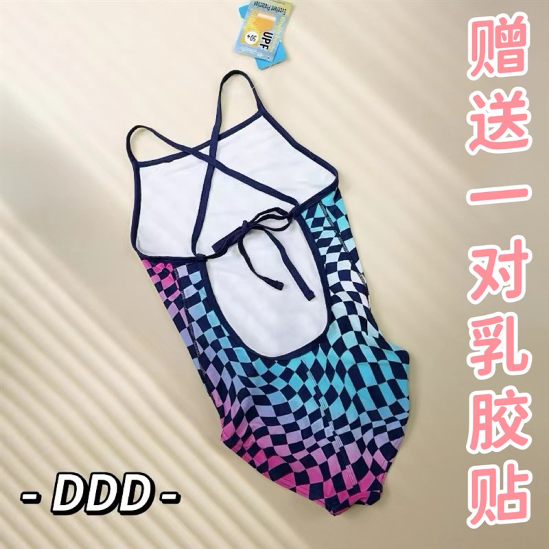 豆豆丁泳衣女士高级感显瘦竞速转B冲浪三角连体双层高弹锦纶无胸