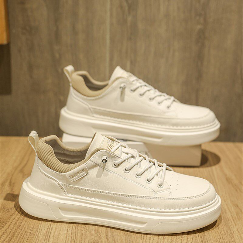 商务小白鞋男春秋潮流百搭休闲鞋男士白色时尚运动板鞋办公室男鞋