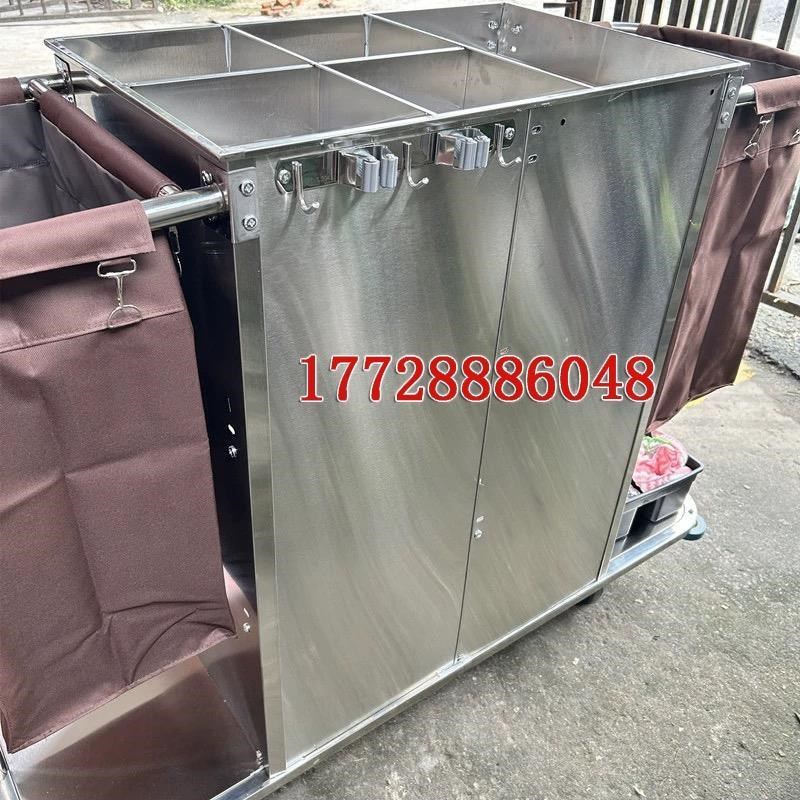 不锈钢单边双边工作车酒店加大布草车宾馆客房服务车清洁车保洁车