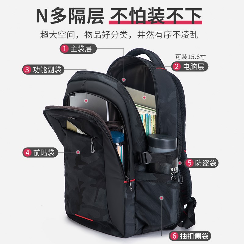 初高中生学生书包男新款大容量轻便迷彩双肩包大学生校园休闲背包
