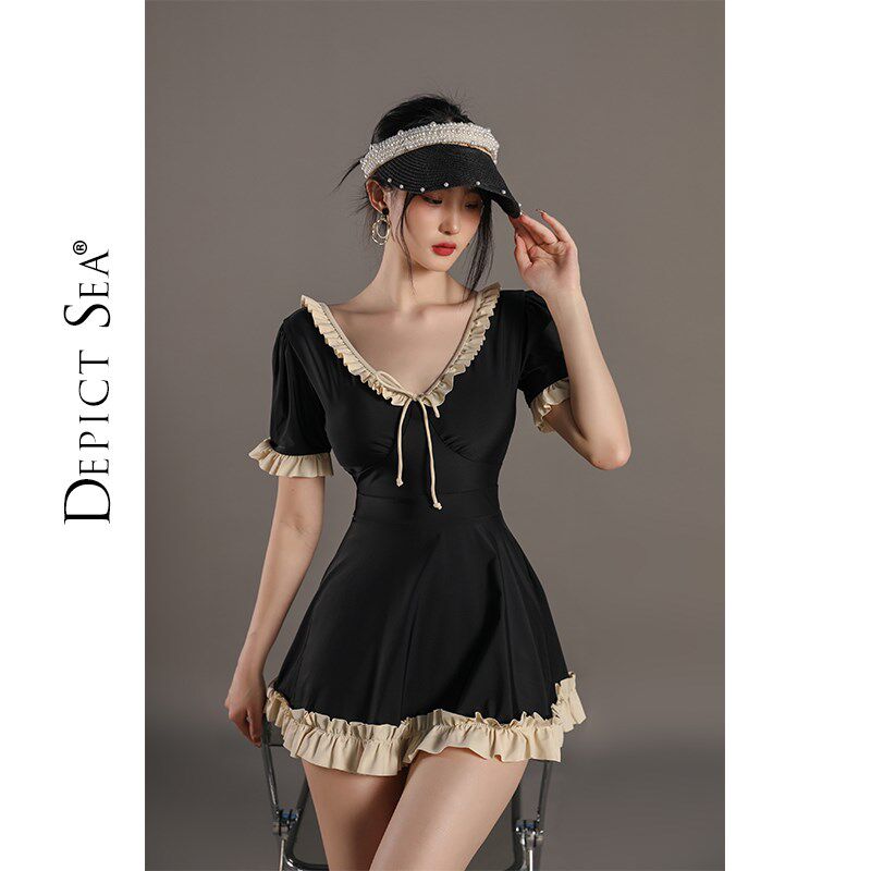 绘海大码连身泳衣女款胖mm遮肉2025爆款新款高级感温泉大胸游泳装