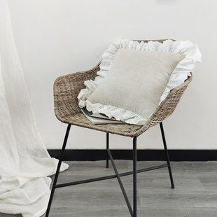 靠垫套子不含芯 沙发靠垫套床头套罩软包靠垫40x40cm宫廷亚麻抱枕