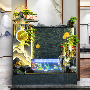 水幕墻魚缸流水屏風隔斷客廳假山擺件循環水噴泉陽臺庭院魚池造景