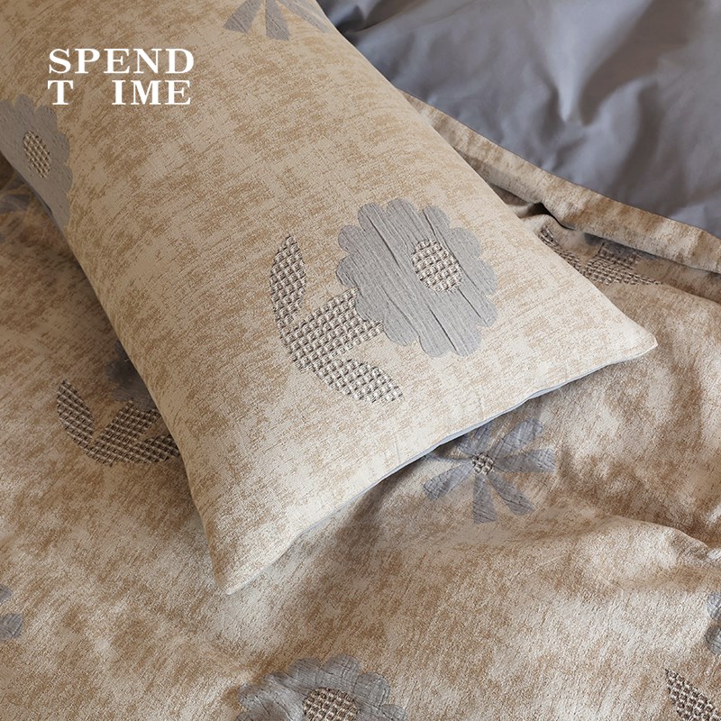 花时间生活秋冬100S双股婴儿棉磨毛床品水洗提花纯棉床单四件套