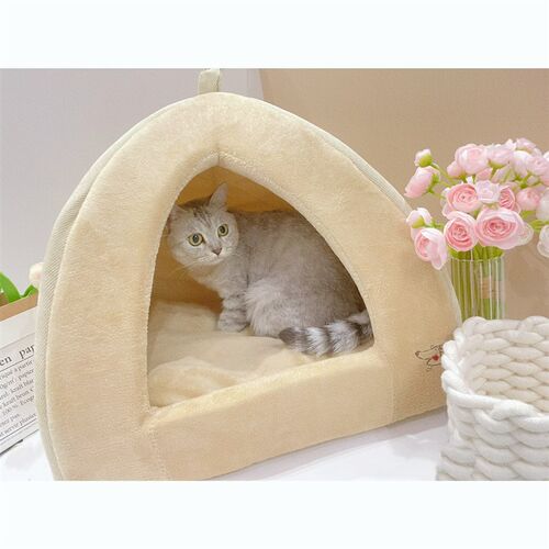 猫窝柔软踩奶睡觉保暖冬天防寒大空间蒙古包半封T闭多猫可睡可拆
