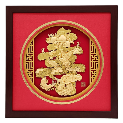 祝寿贺寿大寿字h金箔画松鹤寿桃摆件爷爷奶奶80大寿辰礼品生日贺