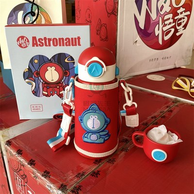 尾货 儿童保温杯吸管杯双层不锈钢卡通双两盖饮水杯