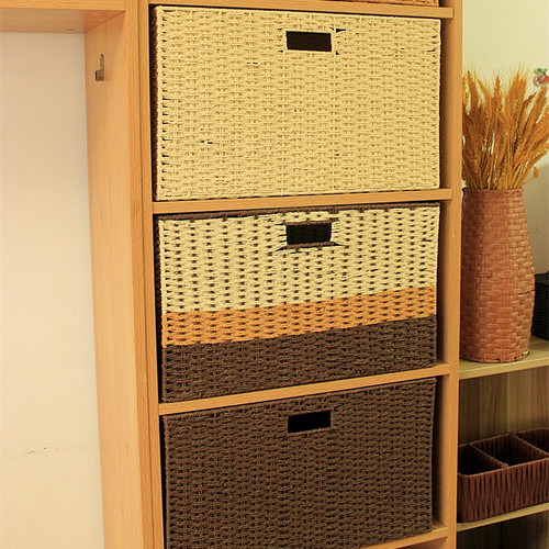 超大号编织收纳筐卧室衣橱柜子整理箱书房置物储物盒仿藤编草编篮