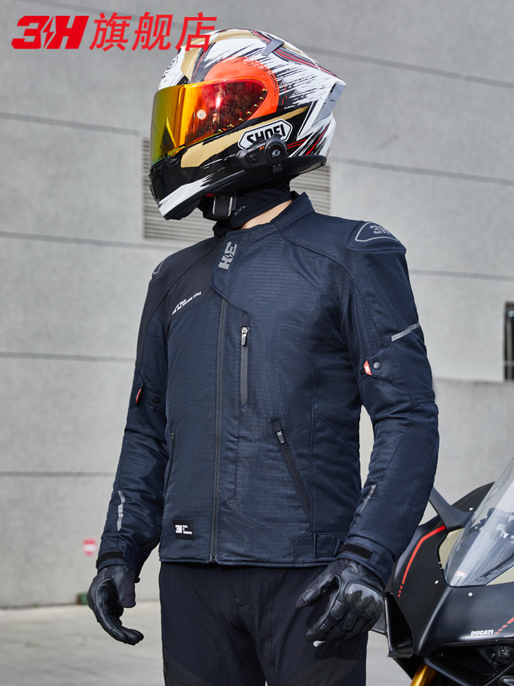 3H摩托车骑行服潘石男子夏季网眼摩托车防晒赛车服防摔透气骑手摩