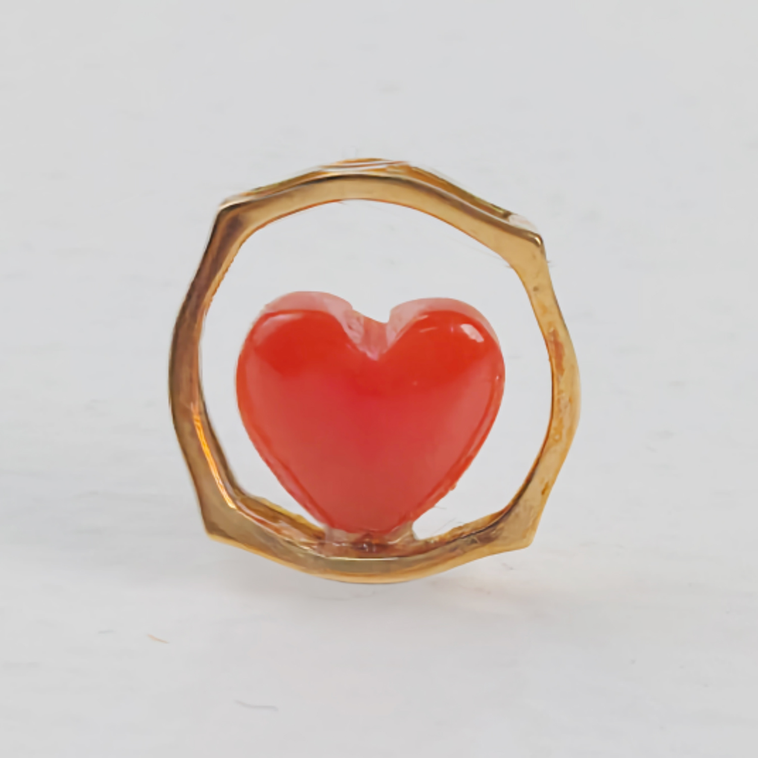 俏丽纯天然红珊瑚18K金镶嵌吊坠