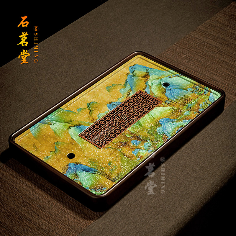 石茗堂千里江山实木茶盘图片