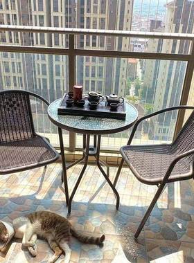 户外桌椅庭院休摆闲露几天防水防晒园院子喝茶外A54412折叠茶花小