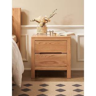 实木床头双抽橡全木斗柜北欧现代家卧室储物柜柜A3用0F75TT9JT21