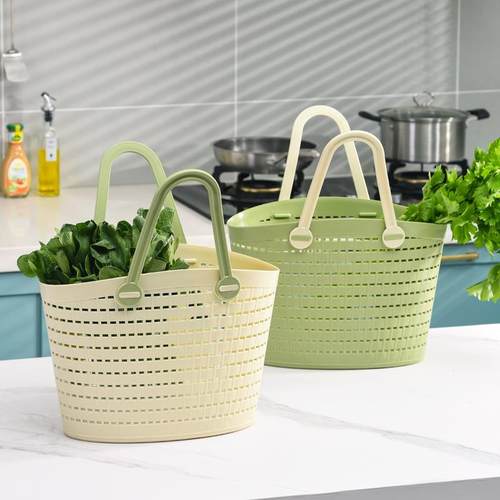 菜手提篮CZK料春游外野餐塑露营洗澡收买纳篮菜篮编织篮采户摘篮