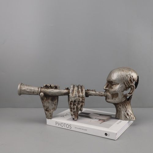 欧式轻奢吹笛子奏乐人物雕塑摆件客厅玄关酒店电视柜软装家居饰品