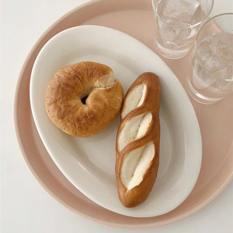 On the table - 乳白系列宽边陶瓷椭圆盘 早午餐盘 鱼盘 9寸 10寸