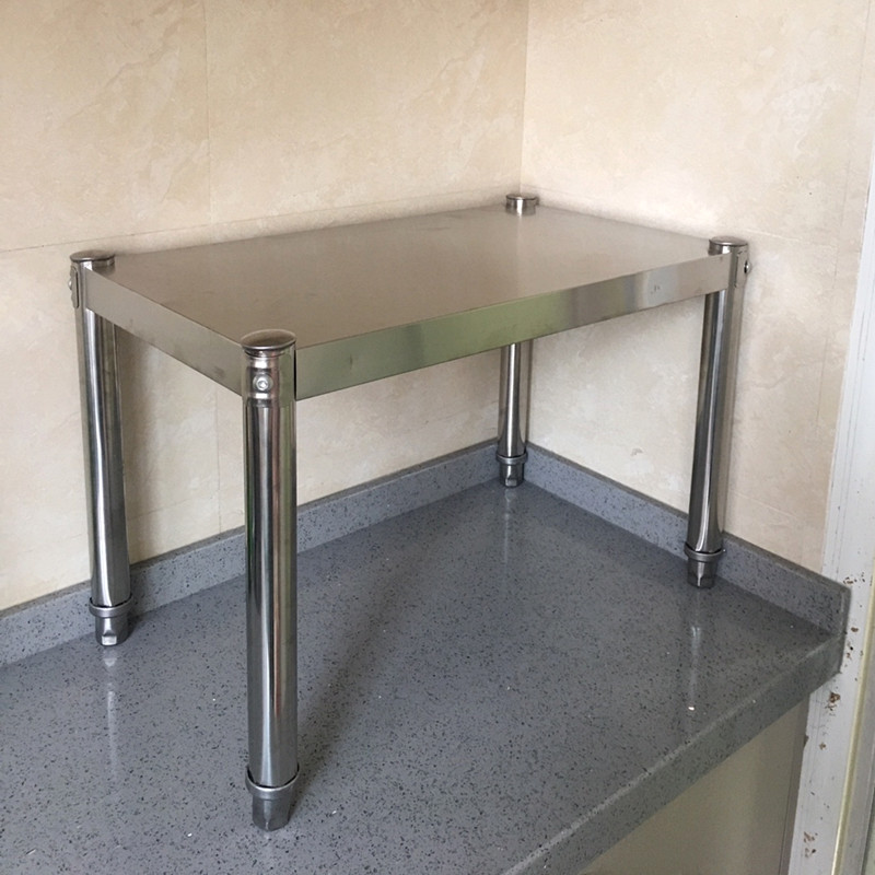 不锈钢台面一层厨房置物架电器隔层收纳微波炉烤箱架灶台单层桌面